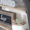 Metal and Wood Round Hanging Wall Shelf with Strap (33" x 19")